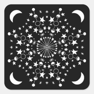 Moonchild Mandala Stars Måne Child Witchy Art Fyrkantigt Klistermärke