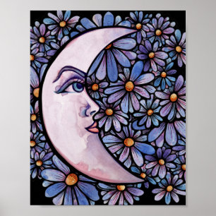MoonChild Måne Goddes Art Måne Child Lila Poster