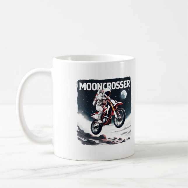 Mooncross - Astronaut Rides Motocross motorcykel Kaffemugg (Vänster)