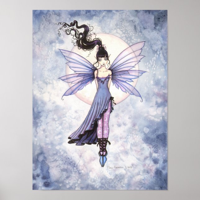 Moondance Fairy Fantasy Watercolor Art Poster (Framsidan)