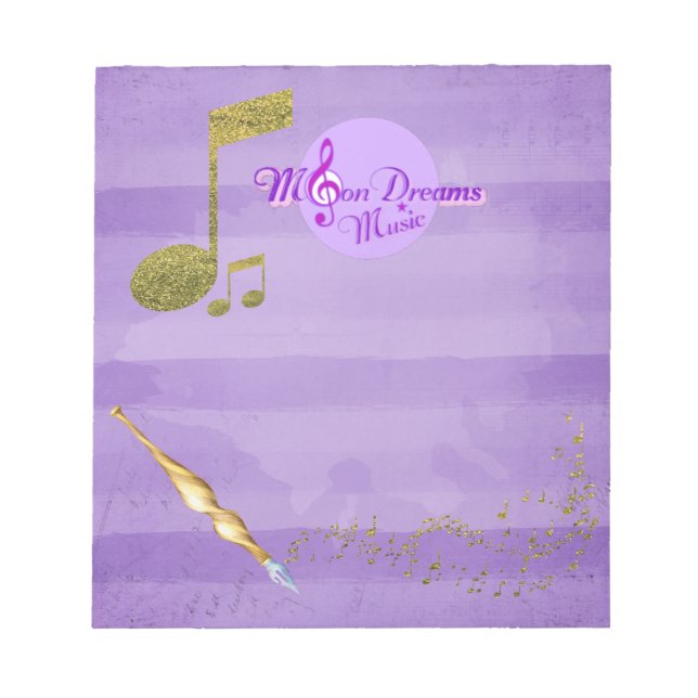 MoonDreams Lila & Guld Musik noter Finare Writing Anteckningsblock (Framsida)