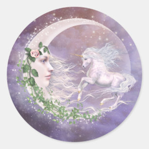Moonicorn klistermärkear runt klistermärke