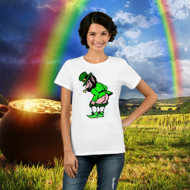 Mooning av kvinnor i Leprechaun Tee Shirt (Mooning Leprechaun Women's T-Shirt)