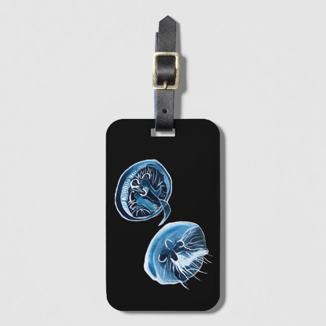 MoonJellyfish vattencolor art Bagagebricka (Framsida vertikal)