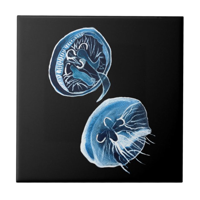 MoonJellyfish vattencolor art Kakelplatta (Framsidan)