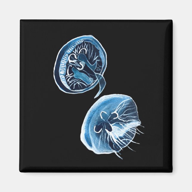 MoonJellyfish vattencolor art Magnet (Framsidan)