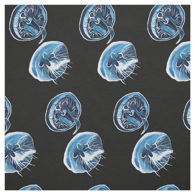 MoonJellyfish vattencolor art Tyg (Provkarta)