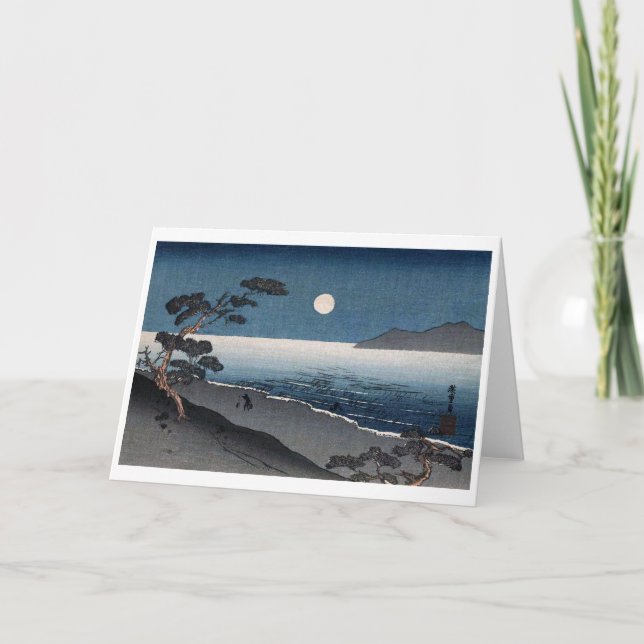Moonlight and Lonely Shore, Hiroshige, Ukiyo-e Kort (Framsida)