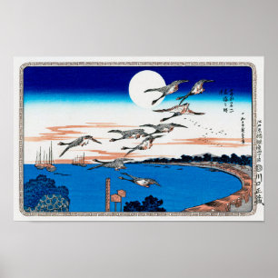 Moonlight and Vild Goose, Hiroshige, Ukiyo-e Poster