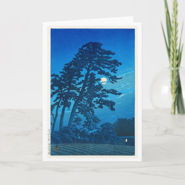 Moonlight at Magome, Hasui Kawase, Woodcut Kort (Framsida)