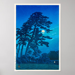 Moonlight at Magome, Hasui Kawase, Woodcut Poster