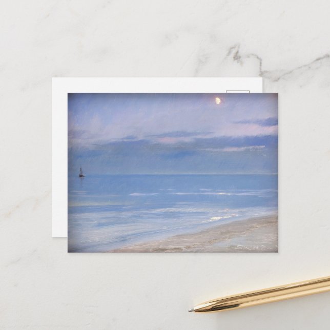 Moonlight at Skagen Beach by P.S. Krøyer, Art. Vykort (Fram/Back In Situ)