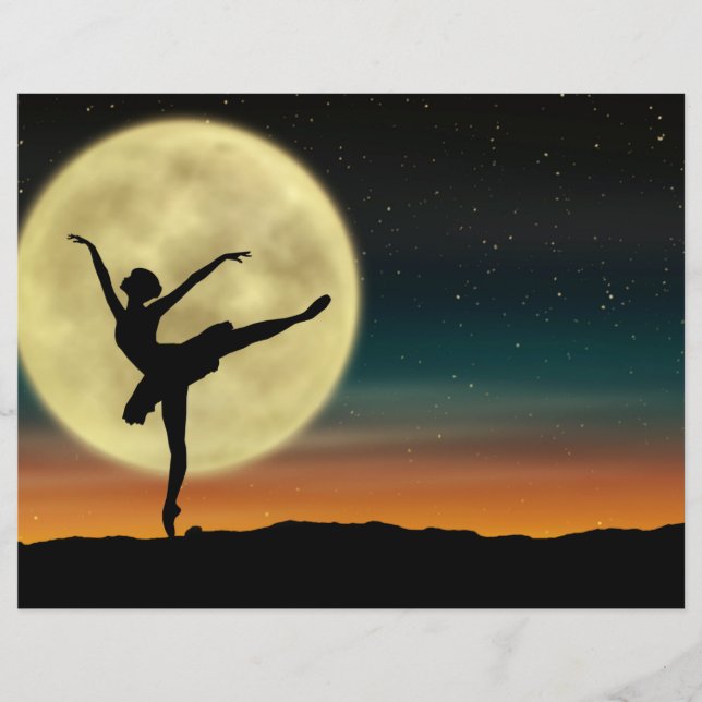 Moonlight Ballet Silhouette Dancer Scrapbook Pappe (Framsida)