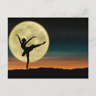 Moonlight Ballet Silhouette Dancer Vykort