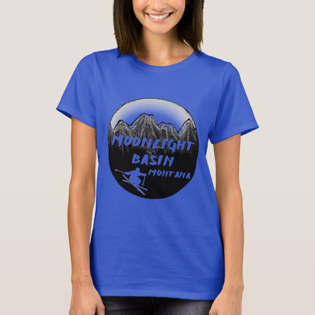 Moonlight Basin Montana skier T Shirt (Framsida)