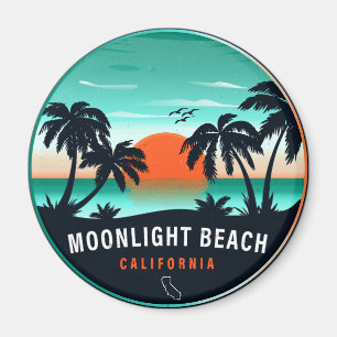 Moonlight Beach California Retro Sunset Souvenirs Magnet