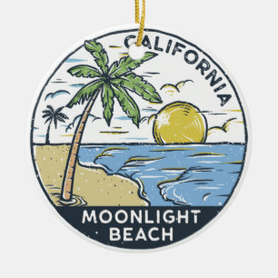 Moonlight Beach San Diego California Vintage  Julgransprydnad Keramik