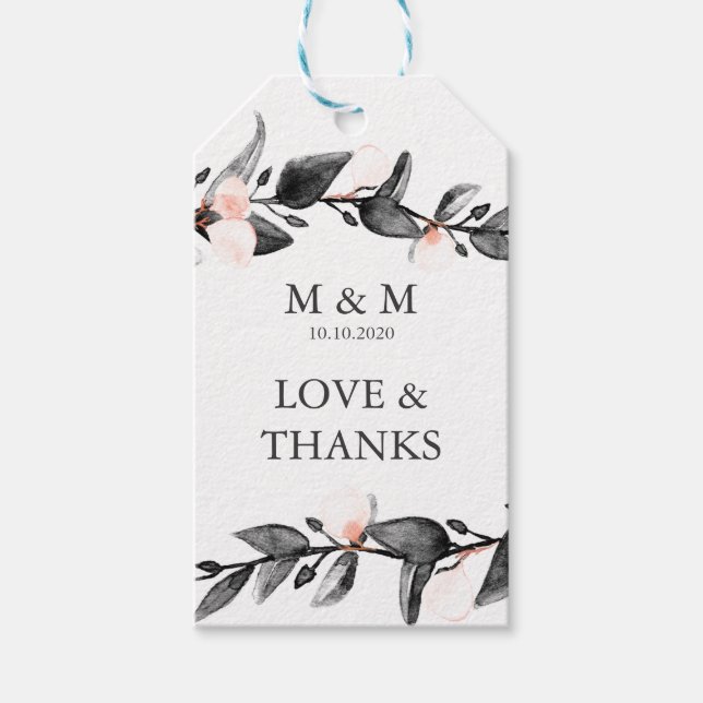 Moonlight Bloom | Bröllop Monogram-Tack-förmån Presentetikett (Framsidan)