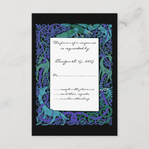 Moonlight Blue Celtic Animals Design Bröllop OSA Kort