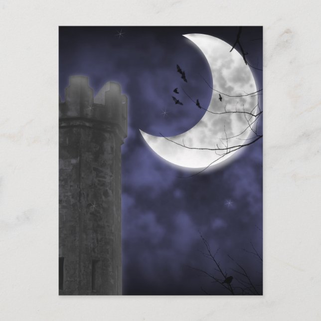 Moonlight Castle Gothic Fantasy Vykort (Framsida)