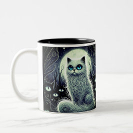 Moonlight cat - Magical White Cat Mug Två-Tonad Mugg