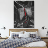 Moonlight Charcol Bok Älskare Crimson Wall Art