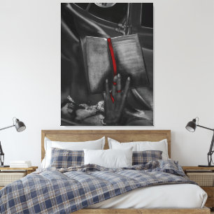 Moonlight Charcol Bok Älskare Crimson Wall Art Canvastryck