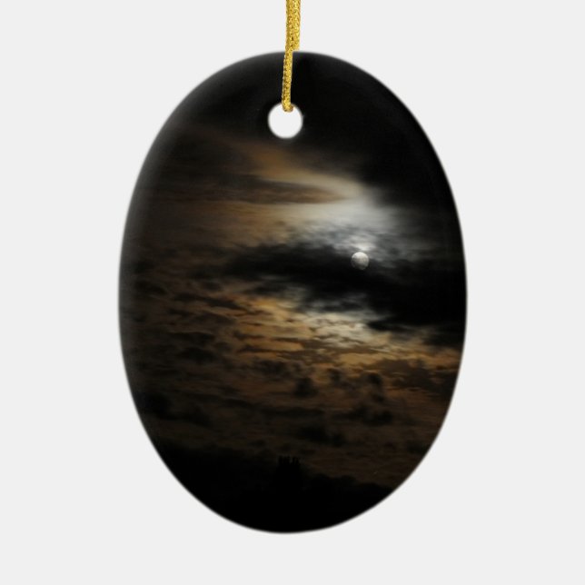 Moonlight Clouds Night Himlar Photo Julgransprydnad Keramik (Framsidan)