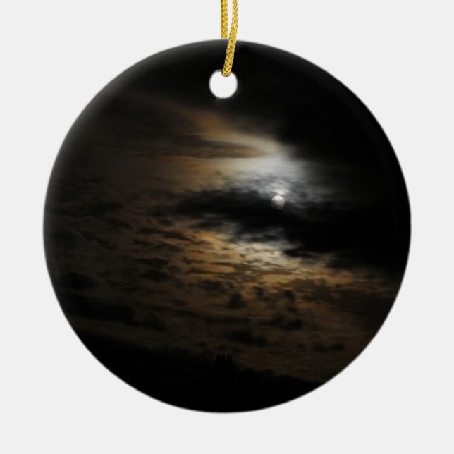 Moonlight Clouds Night Himlar Photo Julgransprydnad Keramik (Framsidan)