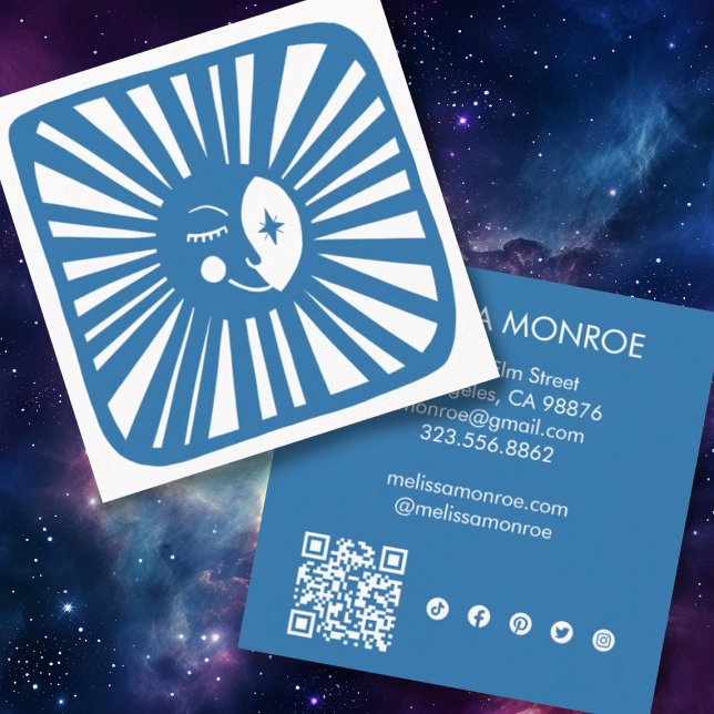 Moonlight Cute Charming Måne Social Media QR-kod Fyrkantigt Visitkort (Skapare uppladdad)