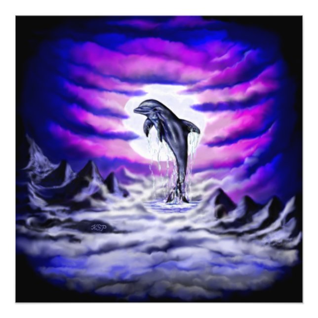 Moonlight Dolphin Fototryck (Framsidan)
