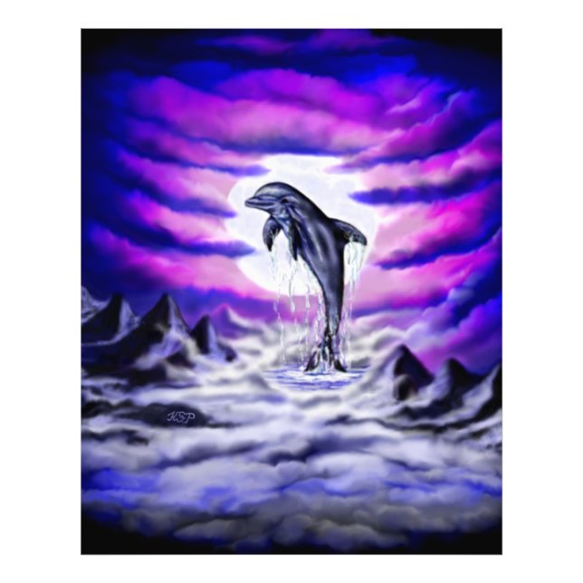 Moonlight Dolphin Fototryck (Framsidan)