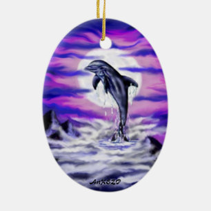 Moonlight Dolphin Julgransprydnad Keramik