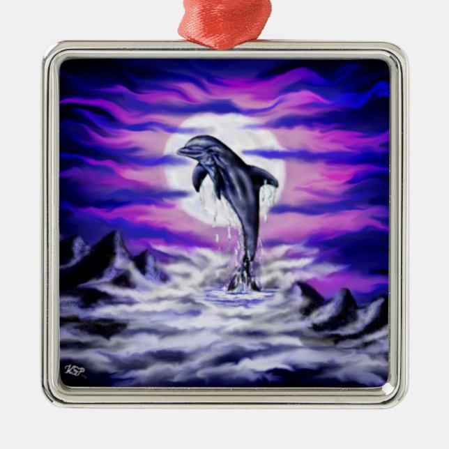 Moonlight Dolphin Julgransprydnad Metall (Framsidan)