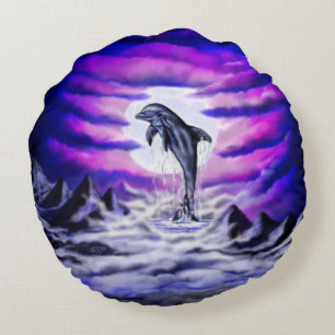 Moonlight Dolphin Rund Kudde