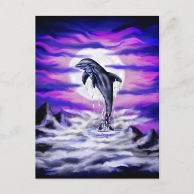 Moonlight Dolphin Vykort (Framsida)