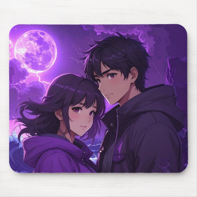 Moonlight Duo Anime Mousepad – Purple Night Editio Musmatta (Framsidan)