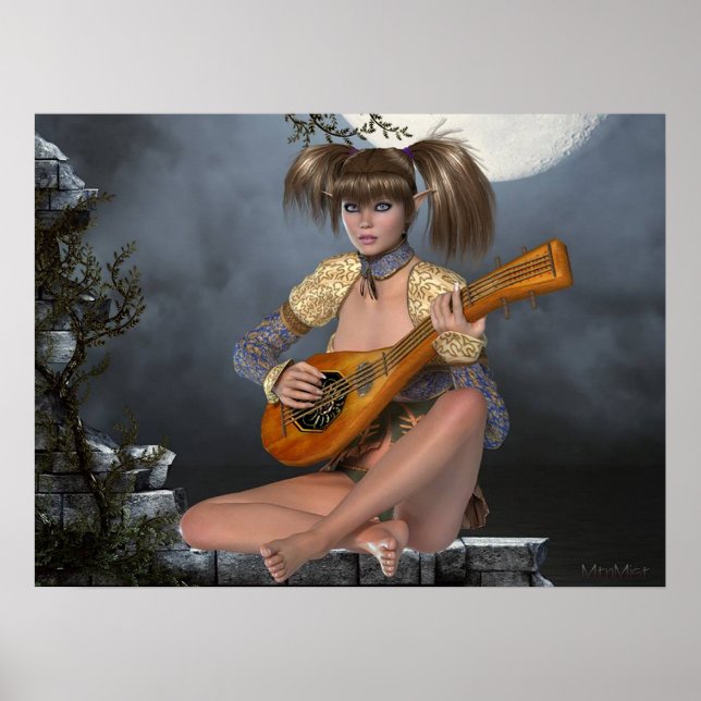 Moonlight Elf och Lute poster (Framsidan)