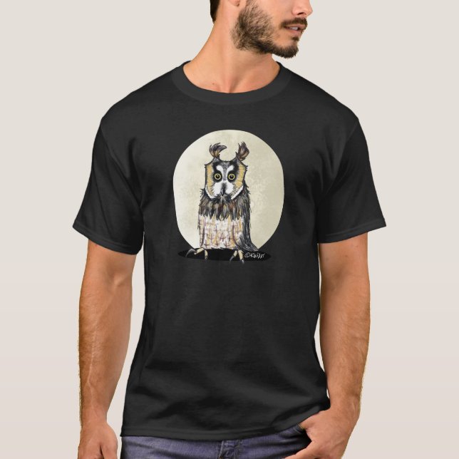 Moonlight European Uggla Mörk T-Shirt (Framsida)