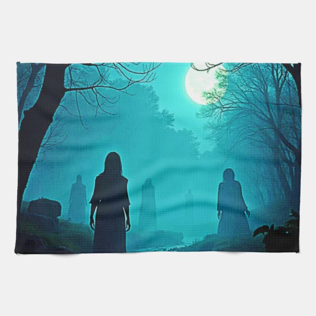 Moonlight Forest Spirits design Kökshandduk (Horisontell)