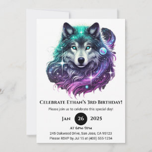 Moonlight Galaxy Varg Birthday Inbjudningar