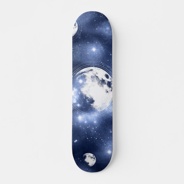 Moonlight Glow | Phaser i Måne i Himlar moln Mini Skateboard Bräda 18,5 Cm (Framsida)