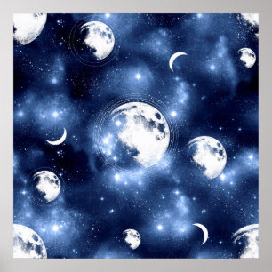 Moonlight Glow Phaser i Måne i Himlar moln Poster