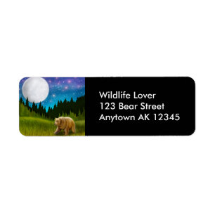 Moonlight Grizzly Bear-etikett Returadress Etikett