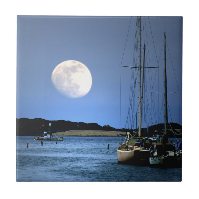 Moonlight Harbour Art Tile Kakelplatta (Framsidan)
