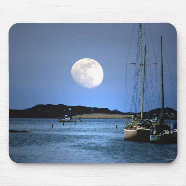 Moonlight Harbour och Sailboat Musmatta (Framsidan)