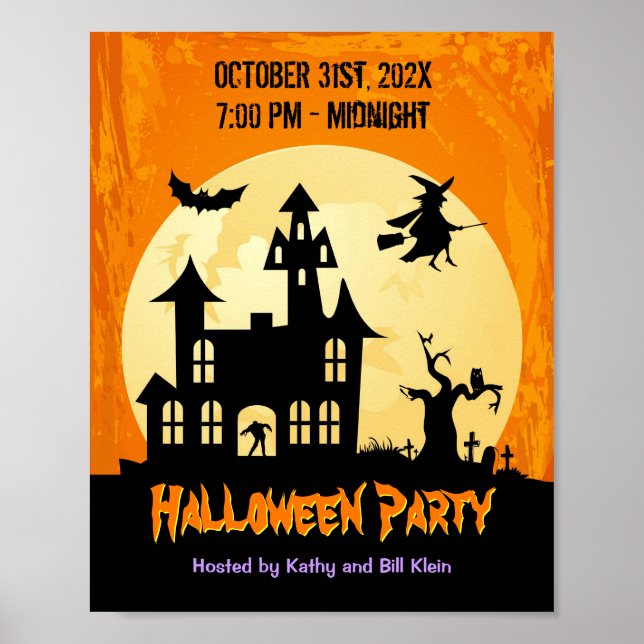 Moonlight Haunted House in Graveyard - Halloween Poster (Framsidan)