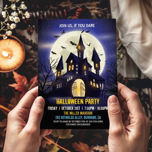 Moonlight Haunted House Spooky Halloween fest Inbjudningar (Skapare uppladdad)