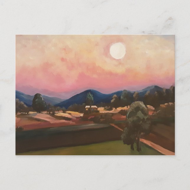 Moonlight in the countryside card vykort (Framsida)