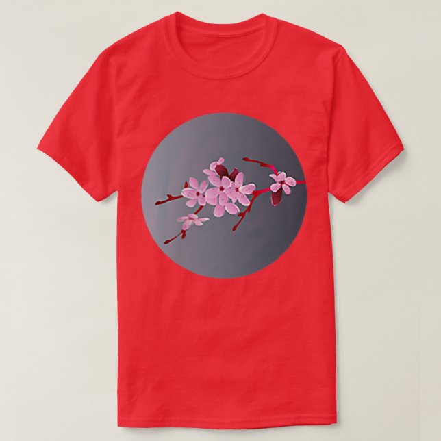 Moonlight Japansk Sakura Cherry Blommar T Shirt (Design framsida)